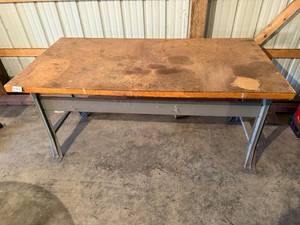 lot 29 image: Heavy Duty Workbench with Steel Frame 34x72x36 Inches