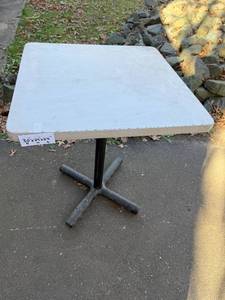 lot 54 image: Square Metal Pedestal Table 30x24x24 Inches