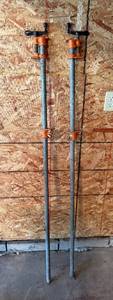 lot 70 image: Pair of Heavy Duty 34 Inch Pipe Clamps for Woodworking