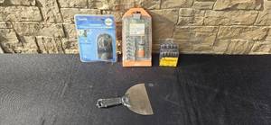 lot 78 image: Hand Tools and Accessories Lot Timelt Outdoor Timer, HDX 32-Piece Bit Set, Tool Shop Nut Driver Set, Putty Knife