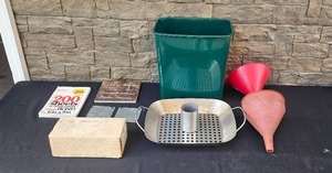 lot 87 image: Miscellaneous Utility Lot with Waste Bin, Funnels, Grill Pan