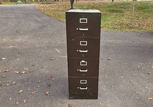 lot 88 image: Used 4-Drawer Metal File Cabinet Brown 53x28x18 Inches