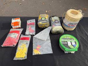 lot 107 image: Lot of Electrical Connectors, Steel Wool, Sisal Twine, and FrogTape