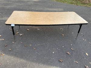 lot 111 image: Rectangular Wood Laminate Table with Adjustable Metal Legs 21x72x30 Inches
