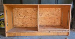 lot 115 image: Wooden Two-Compartment Storage Cabinet 48x14x24 Inches