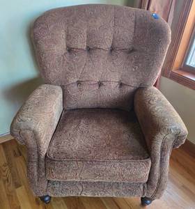 lot 117 image: Upholstered Armchair with Paisley Pattern, 40x34x27 Inches