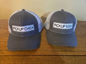 lot 119 image: Set of 2 Graphic Trucker Hats Pickup Chick and Pickup Man
