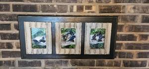 lot 138 image: Framed Triple Bird Photograph Wall Art 14 x 30 Inches