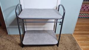 lot 162 image: Two-Tier Rolling Utility Cart with Metal Frame