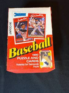 lot 224 image: 1990 Donruss Baseball Puzzle and Cards Sealed Box 36 Packs