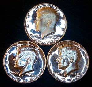 (1) Proof & (2) SMS 40% Silver Kennedy Half Dollar Coins