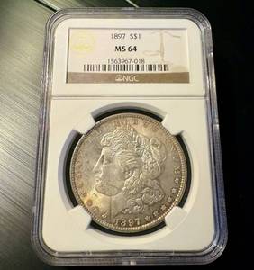 lot 32 image: NGC MS64 1897 Morgan Silver Dollar Coin