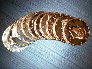 lot 37 image: $5 FV Clad Proof Kennedy Half Dollar Coins - (10) Coins wUnique Dates