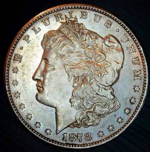 lot 44 image: AU 1878 S Morgan Silver Dollar, Original Surfaces, Strong Strike