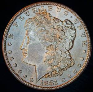 lot 46 image: AU 1881 S Morgan Silver Dollar, Original Surfaces wpartial Luster