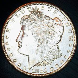 lot 47 image: High Grade Uncirculated 1881 S Morgan Silver Dollar, Original Surfaces wFull Luster