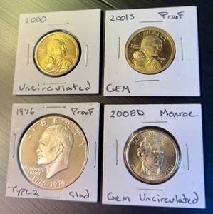lot 61 image: (4) Uncirculated Modern Dollar Coins