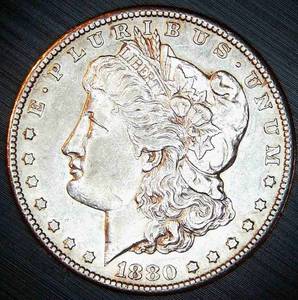 lot 63 image: AUAU 1880 S Morgan Silver Dollar, Original Surfaces