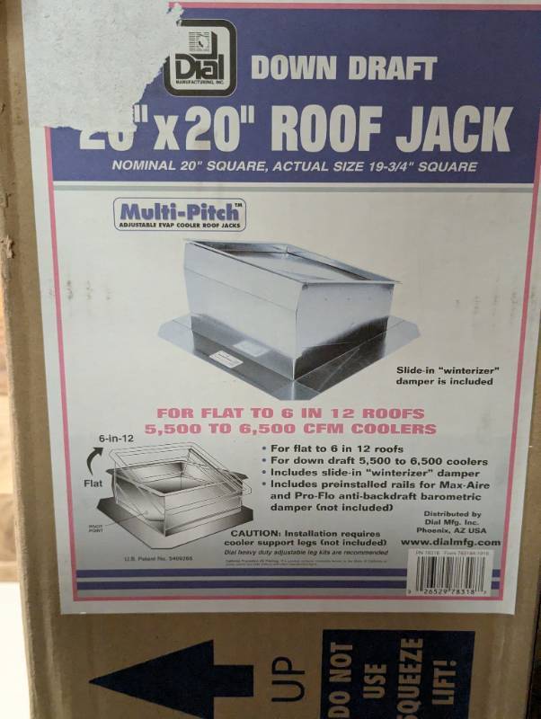 lot 179 image: DIAL 20 X 20 Down Draft Evaporative Cooler Roof Jack