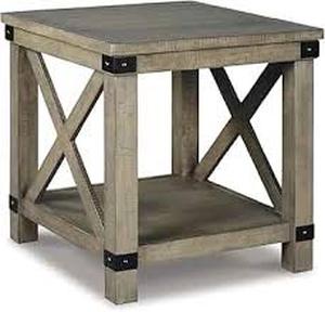 lot 33 image: Aldwin 26 in. Gray Rectangle Wood End Table with Lower Shelf