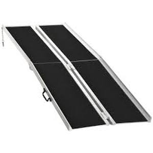 lot 34 image: 8 ft. Aluminum Portable Skidproof PVC Carpeted Folding Wheelchair Ramp
