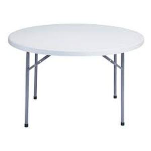 lot 35 image: 48 in. Grey Plastic Round Folding Banquet Table