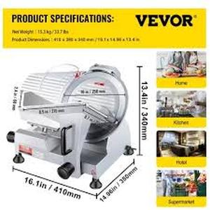lot 47 image: VEVOR 240W Commercial Meat Slicer, Electric Deli Food Slicer, 10 Carbon Steel Blade Electric Food Slicer, 350-400RPM Meat Slicer, 0 - 0.47 inch Thickness Adjustable for Commercial and Home Use