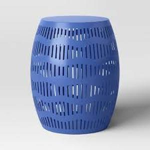 lot 55 image: Metal Cutout Round Patio Accent Table - Room Essentials - Blue