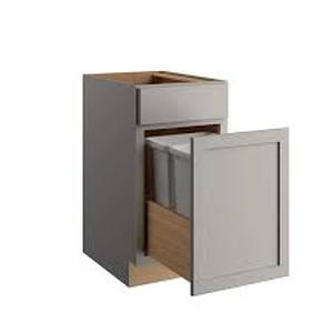 lot 10 image: Courtland 18 in. W x 24 in. D x 34.5 in. H Assembled Shaker Trash Can Kitchen Cabinet in Sterling Gray