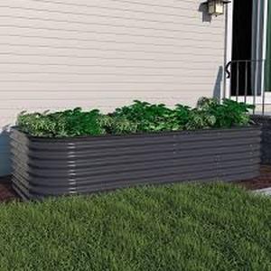 lot 37 image: 8 ft. x 4 ft. x 2 ft. Galvanized Steel Raised Garden Bed Planter Box Outdoor, Dark Gray