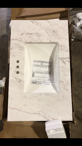 lot 55 image: Home Decorators Collection 37 in. W x 22 in. D Engineered Stone Composite White Rectangular Single Sink Vanity Top in Lunar Customer Returns See Pictures