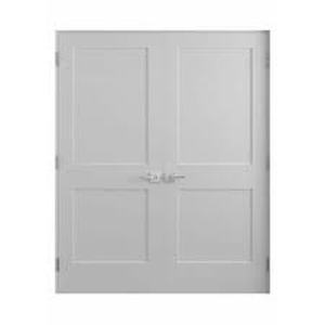 lot 5 image: RESO 72 in. x 80 in. Bi-Parting Solid Core White Primed Composite Double Prehung French Door with Catch Ball and Black Hinges  Customer Returns See Pictures