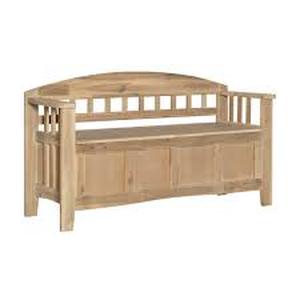lot 16 image: Linon Home Decor Iris Natural Wash Storage Bench with Back 52 in.   Customer Returns See Pictures