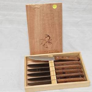 lot 116 image: Legendary Elk Steak Knife Set(6 knives), new is $159