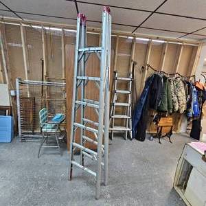 lot 205 image: 7 Ft Collapsible Ladder, as new, versitile Ladder