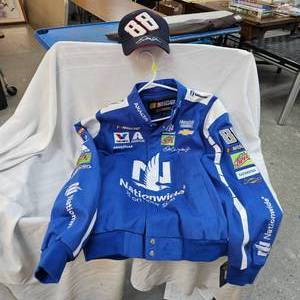 lot 174 image: Dale Earnhardt Jr Nationwide Coat and Hat, Size Large
