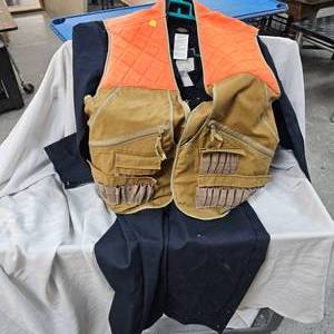 lot 159 image: Orange Pheasant Hunting Vest(XL), Dickies Like New Coveralls(44R)