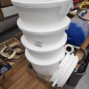 lot 256 image: 4-Like New Styrofoam Minnow Buckets with Lids