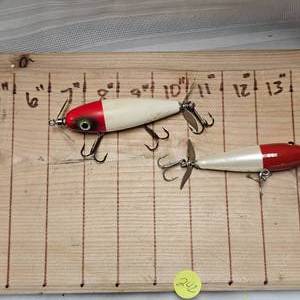 lot 242 image: 2 Classic Heddon Red head prop Baits