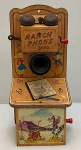 lot 220 image: Vintage MFG Co. 1950s Kids Gong Bell Ranch Phone As Seen
