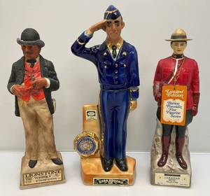 lot 30 image: Misc. Collectible Figural Decanters Including Ezra Brooks And More (Empty)