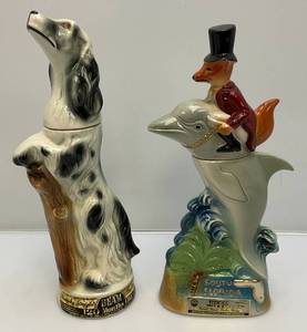 lot 35 image: Misc. Vintage Collectible Jim Beam Dog & Florida Decanters