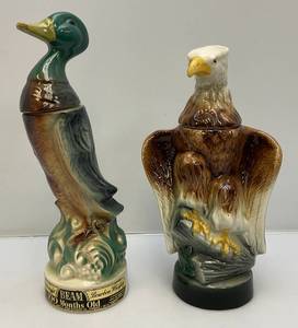 lot 36 image: Misc. Vintage Collectible Jim Beam Eagle And Duck Decanters