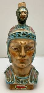 lot 52 image: Vintage Vino Rossi Barsottini Porcelain Majolica Decanter Roman Gladiator Head Bust