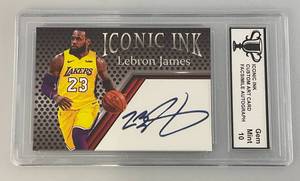 Graded LEBRON JAMES Gem Mint 10 "Iconic Ink" Custom Art Card Facsimile Autograph Card