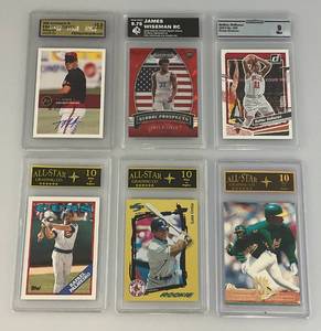 lot 78 image: Misc. Graded Sports Cards Including Autographed T.J. Tucker And More