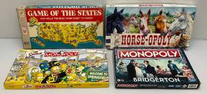 lot 118 image: Misc. Pre-owned Boardgames Including The Simpsons  Monopoly, Bridgerton Monopoly, Horse Opoly And The Game Of States
