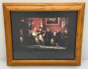 lot 132 image: Framed Behind Glass CHRIS CONSANI Classic Interlude Print With Elvis, Marilyn Monroe And James Dean 14 x 17