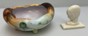 lot 134 image: Vintage Lenox Brand Art Deco Miniature 4 Bust And Decorative Pinecone Themed Bowl