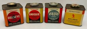 lot 165 image: Vintage Hercules Pistol And Rifle Powder Three Cans Full One Can 14 Full
